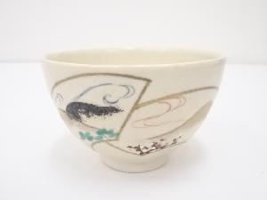 京焼　色絵扇面茶碗